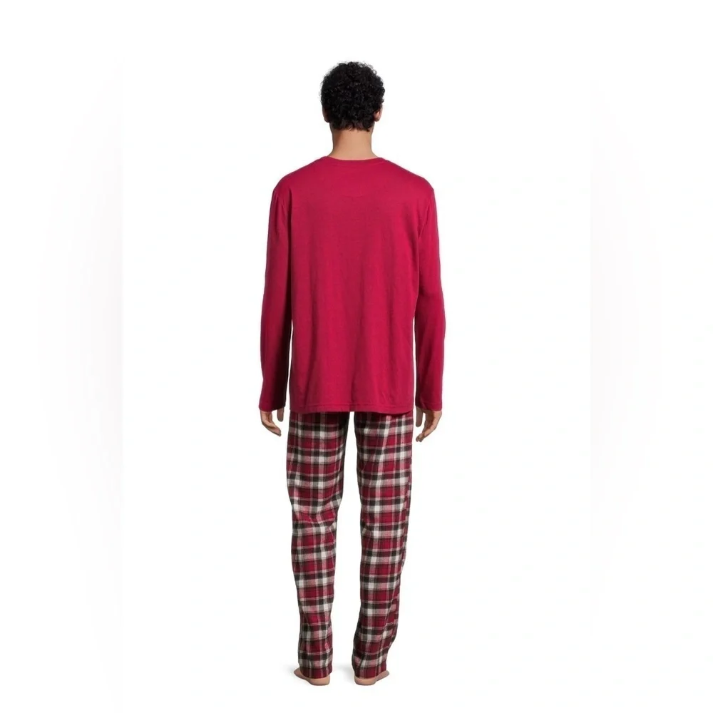 Hanes Men’s Slub Jersey Top and Ultra Soft Flannel Sleep Pants Set, 2-Piece